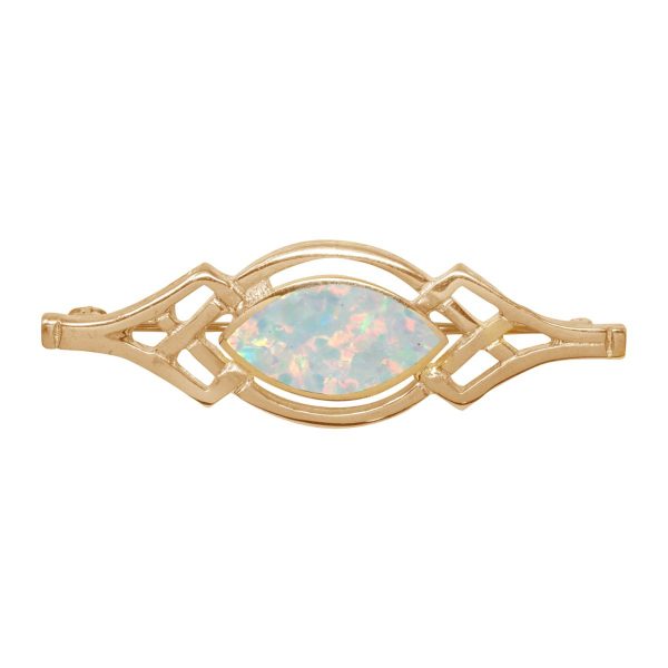 Yellow Gold Opalite Sun Ice Celtic Brooch