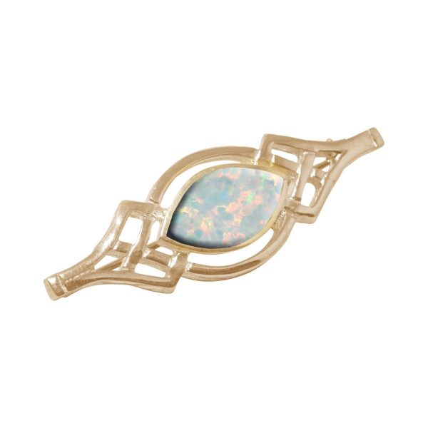 Yellow Gold Opalite Sun Ice Celtic Brooch