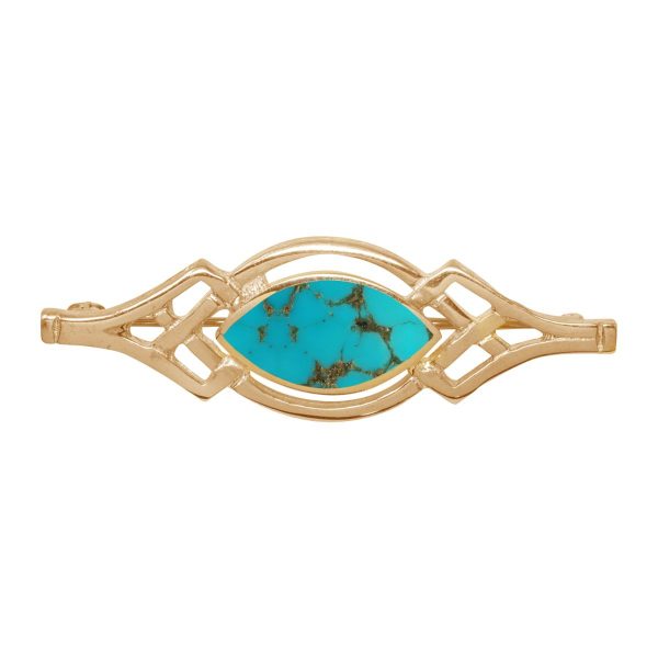 Yellow Gold Turquoise Celtic Brooch