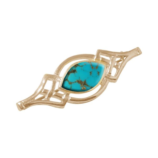 Yellow Gold Turquoise Celtic Brooch