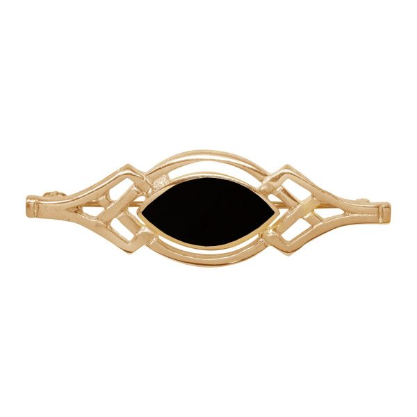 Yellow Gold Whitby Jet Celtic Brooch