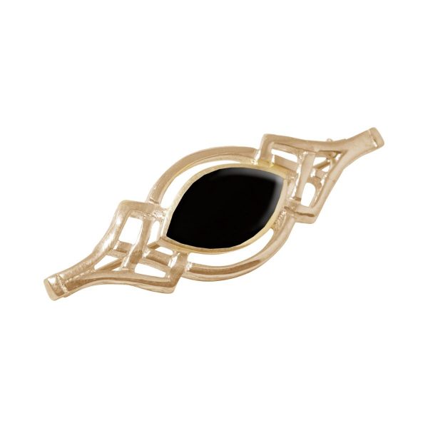 Yellow Gold Whitby Jet Celtic Brooch