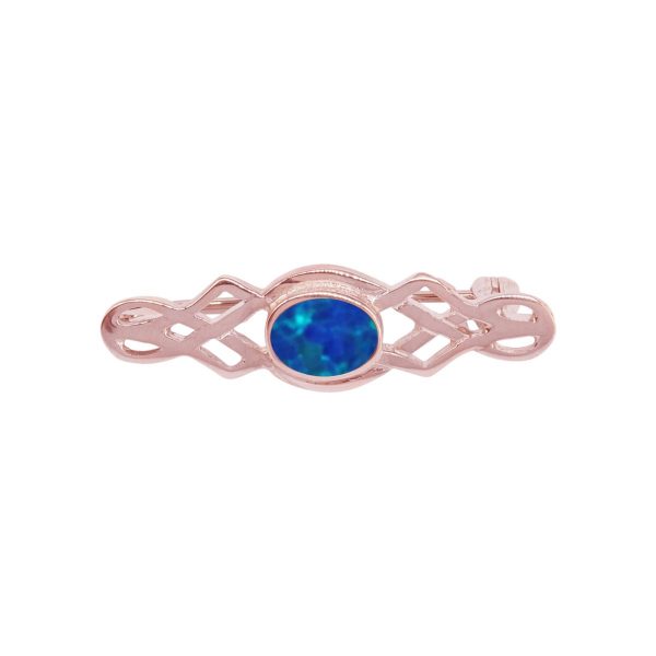 Rose Gold Opalite Cobalt Blue Celtic Brooch