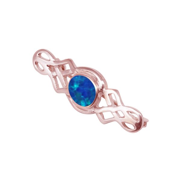 Rose Gold Opalite Cobalt Blue Celtic Brooch