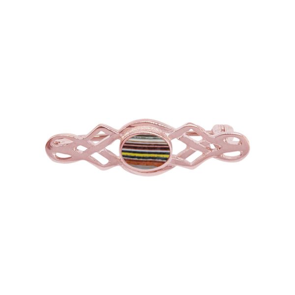 Rose Gold Fordite Celtic Brooch