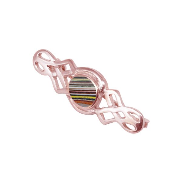 Rose Gold Fordite Celtic Brooch