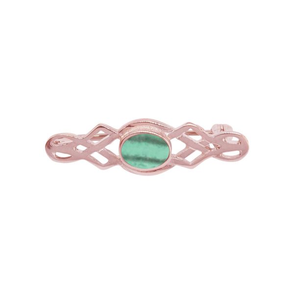 Rose Gold Malachite Celtic Brooch