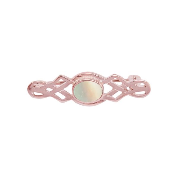 Rose Gold Mother of Pearl Celtic Brooch