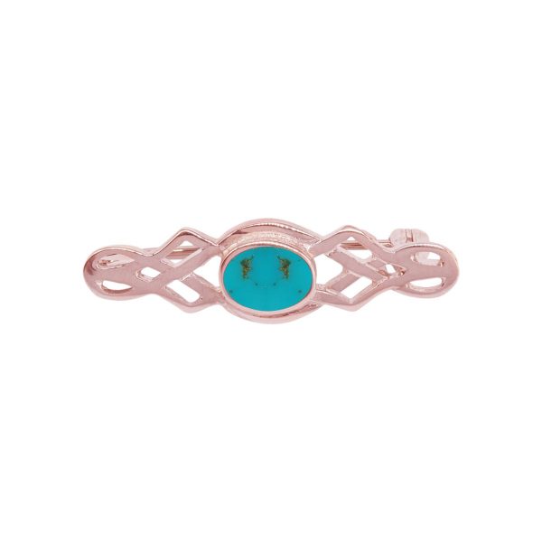 Rose Gold Turquoise Celtic Brooch