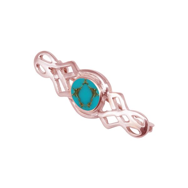 Rose Gold Turquoise Celtic Brooch