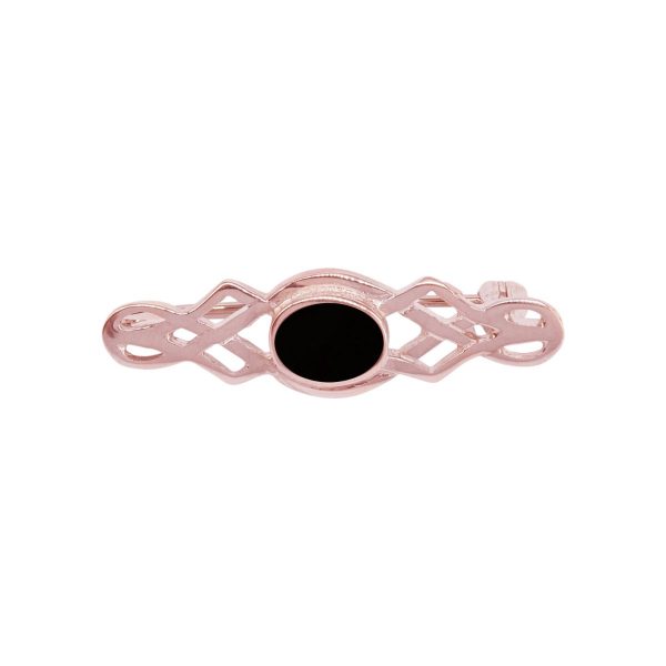 Rose Gold Whitby Jet Celtic Brooch