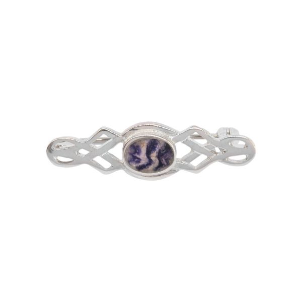 Silver Blue John Celtic Brooch