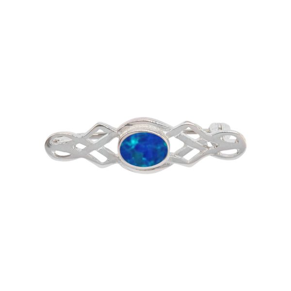 Silver Opalite Cobalt Blue Celtic Brooch