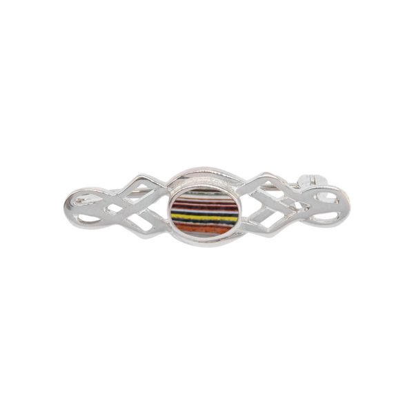 Silver Fordite Celtic Brooch