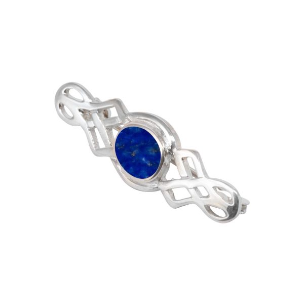 Silver Lapis Celtic Brooch