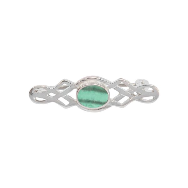 Silver Malachite Celtic Brooch