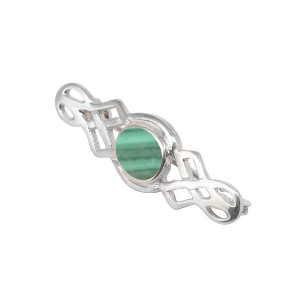 Silver Malachite Celtic Brooch