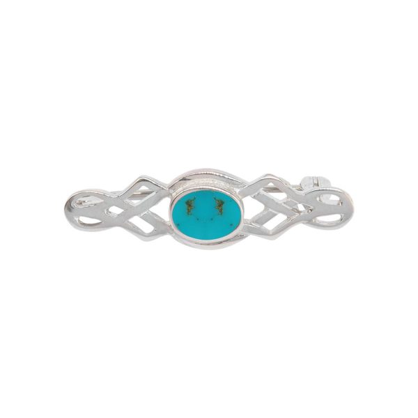 Silver Turquoise Celtic Brooch