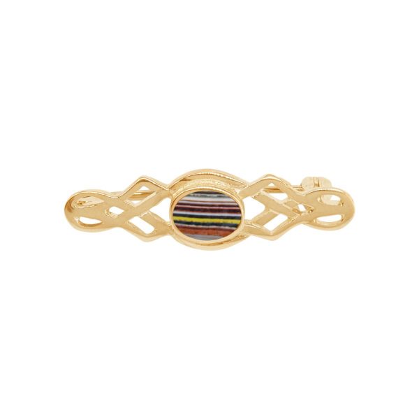 Yellow Gold Fordite Celtic Brooch