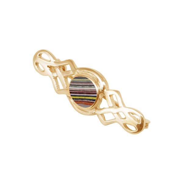 Yellow Gold Fordite Celtic Brooch