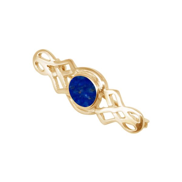 Yellow Gold Lapis Celtic Brooch