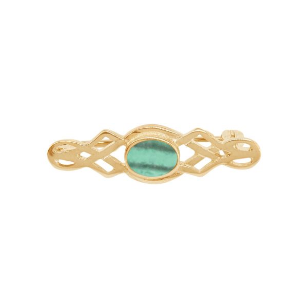 Yellow Gold Malachite Celtic Brooch