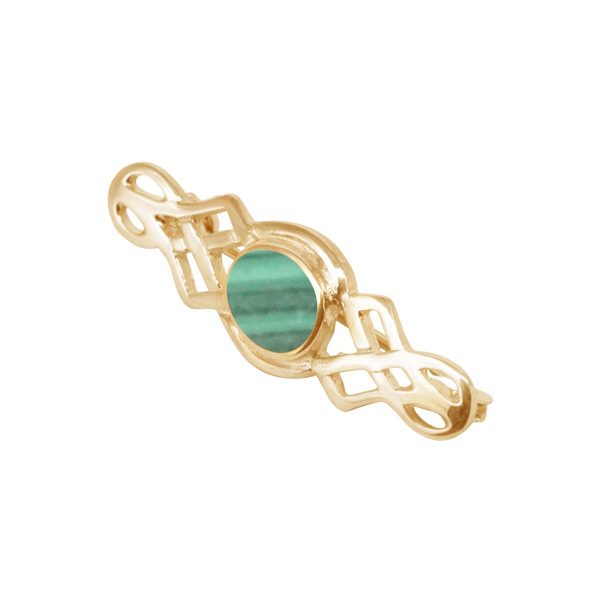 Yellow Gold Malachite Celtic Brooch