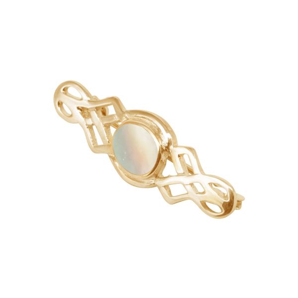 Yellow Gold Mother of Pearl Celtic Brooch