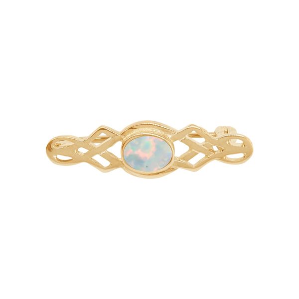 Yellow Gold Opalite Sun Ice Celtic Brooch