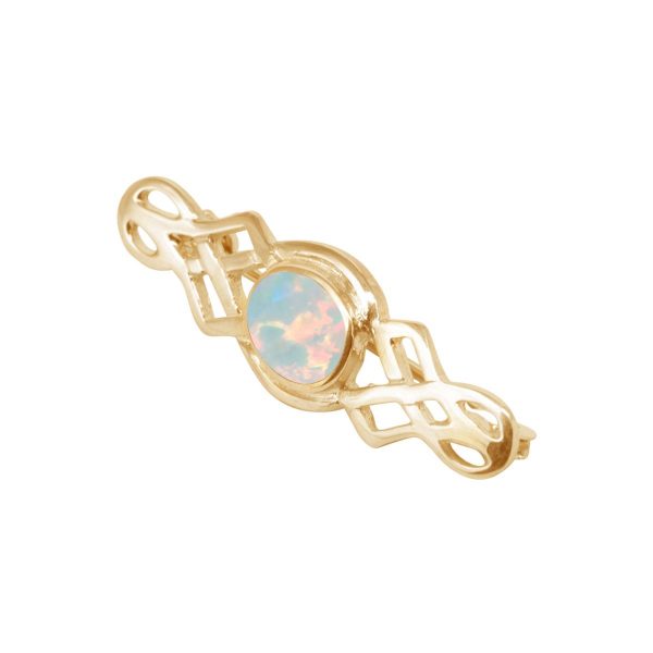 Yellow Gold Opalite Sun Ice Celtic Brooch