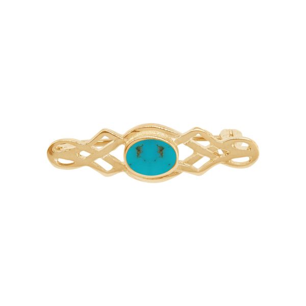 Yellow Gold Turquoise Celtic Brooch