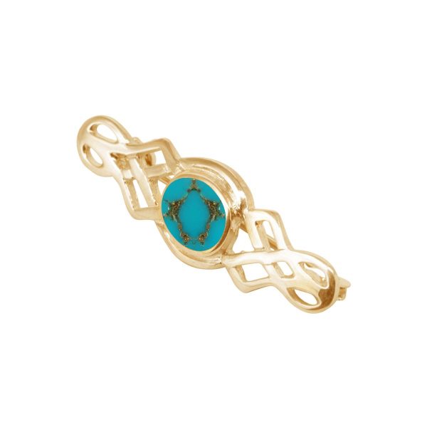 Yellow Gold Turquoise Celtic Brooch