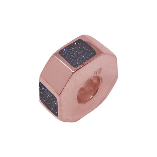 Rose Gold Blue Goldstone Bead Charm