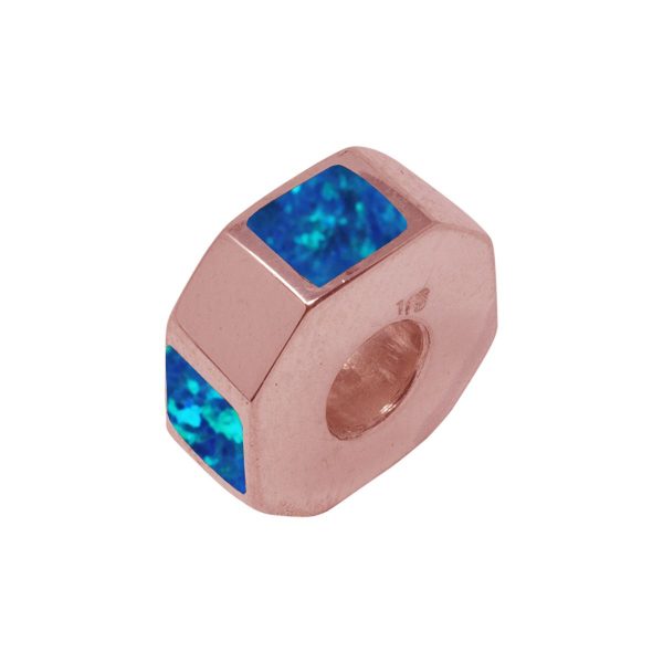 Rose Gold Opalite Cobalt Blue Bead Charm