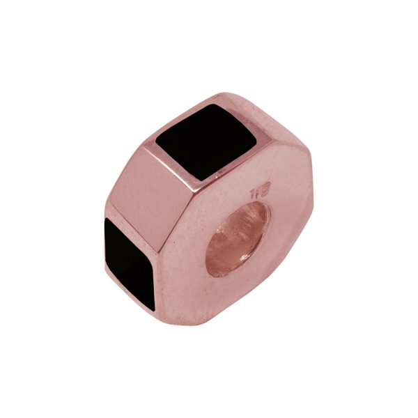 Rose Gold Whitby Jet Bead Charm