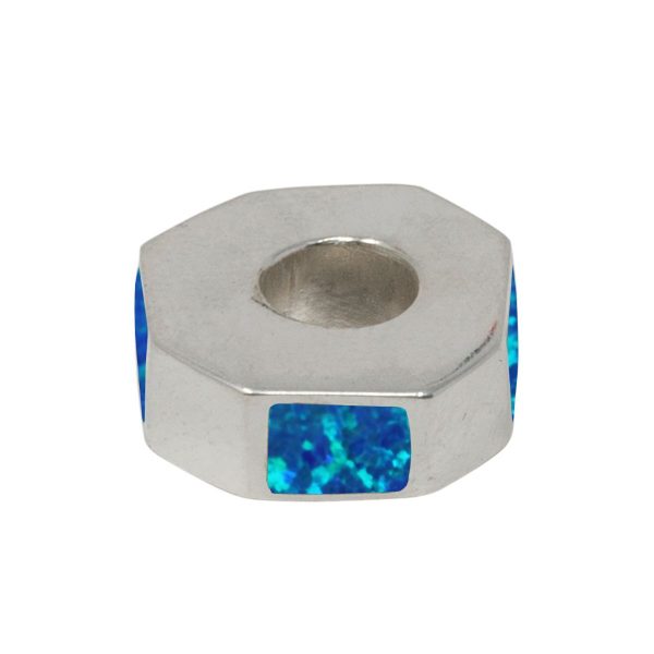 Silver Cobalt Blue Opalite Bead Charm