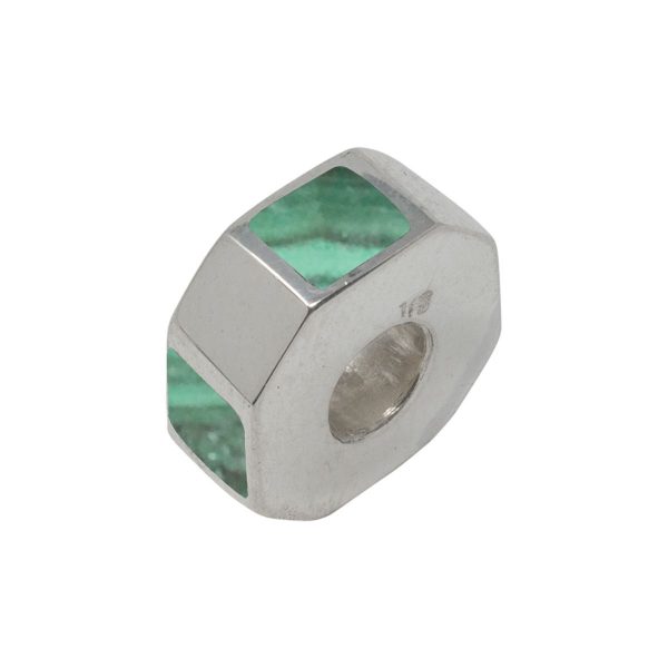 White Gold Malachite Bead Charm