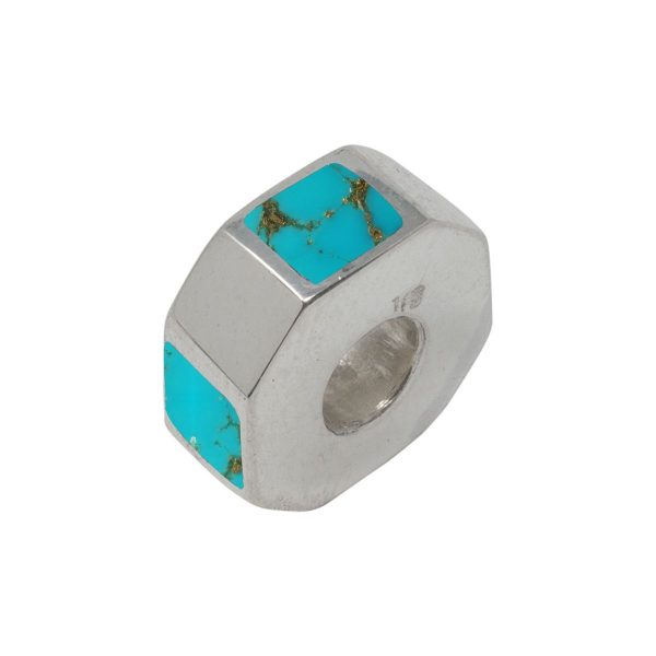 White Gold Turquoise Bead Charm