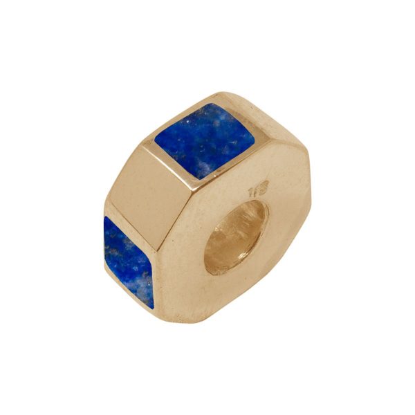 Yellow Gold Lapis Bead Charm