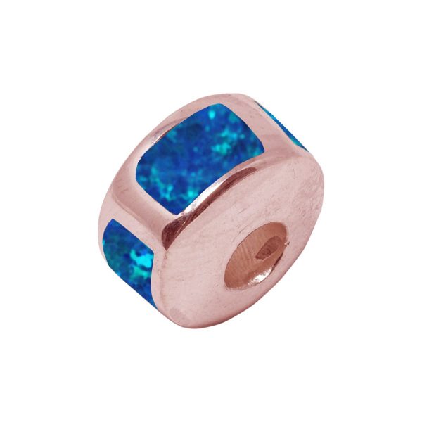 Rose Gold Opalite Cobalt Blue Bead Charm