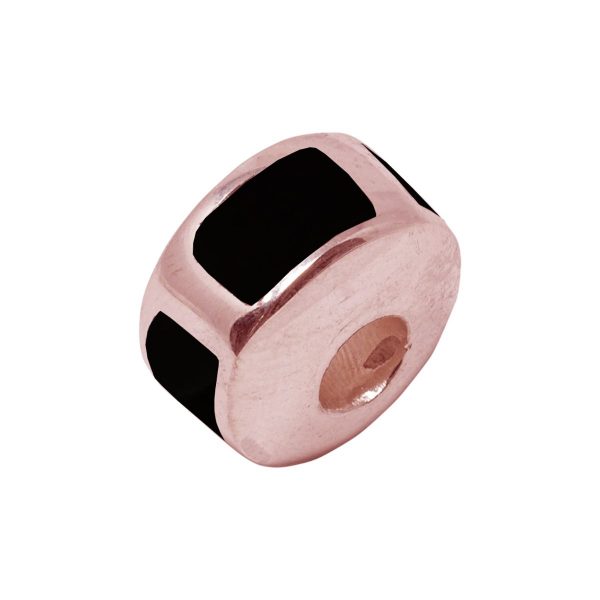 Rose Gold Whitby Jet Bead Charm