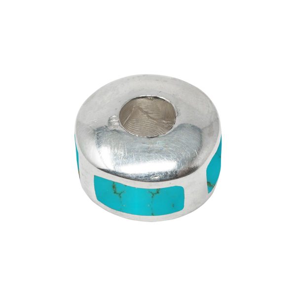 White Gold Turquoise Bead Charm