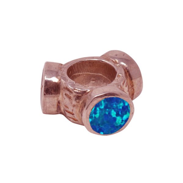 Rose Gold Opalite Cobalt Blue Bead Charm