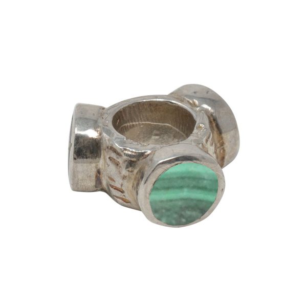 White Gold Malachite Bead Charm