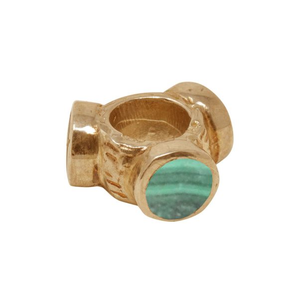 Yellow Gold Malachite Bead Charm