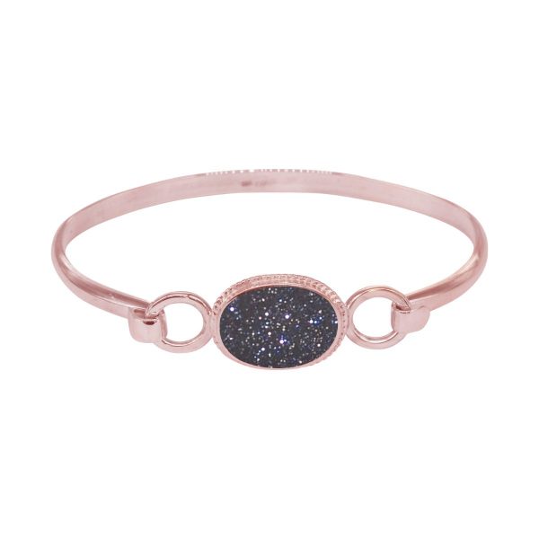 Rose Gold Blue Goldstone Oval Bangle