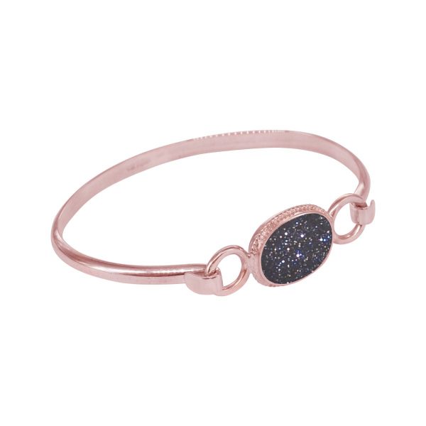 Rose Gold Blue Goldstone Bangle