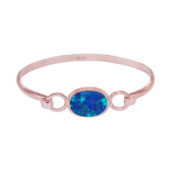 Rose Gold Cobalt Blue Opalite Oval Bangle