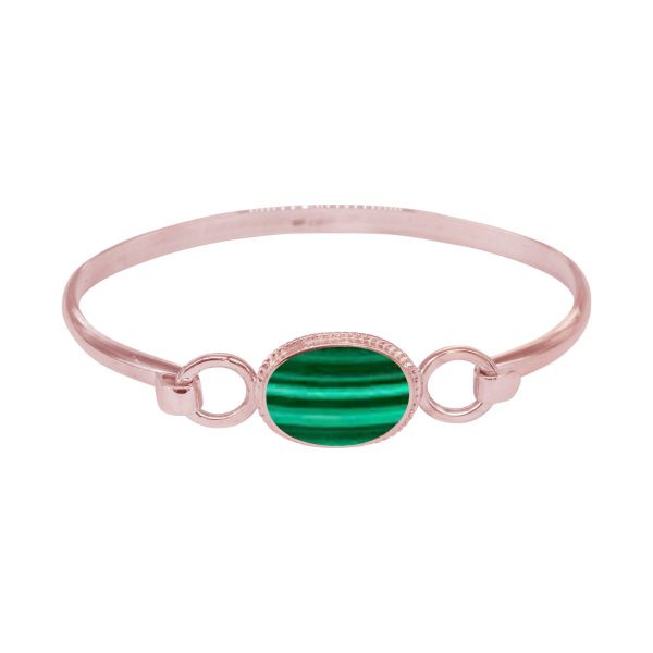 Rose Gold Malachite Oval Bangle