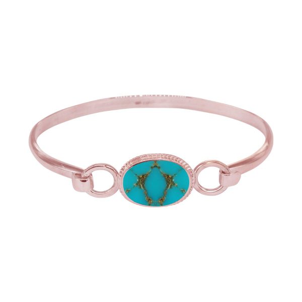 Rose Gold Turquoise Oval Bangle